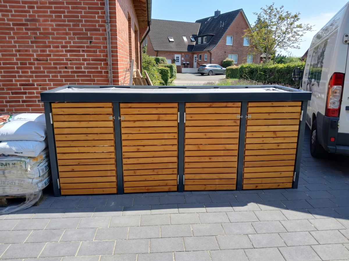 4er Mülltonnenbox passend zum CArport