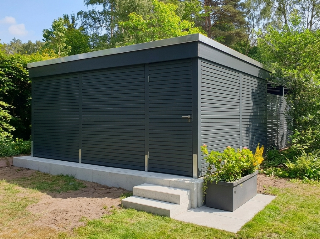 Carport Abstellraum ganz in anthrazit