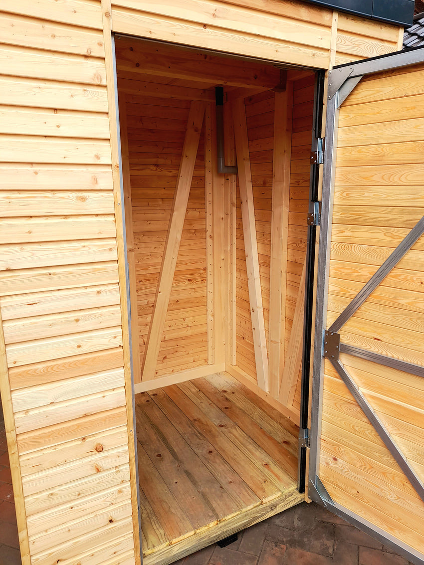 Gartenschrank KLARE LINIE mit Gründach - Modern, massiv, maßgefertigt von FREESE Holz