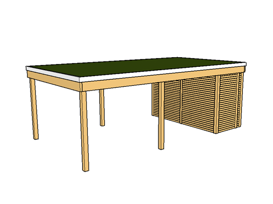 Modernes Gründach-Carport KLARE LINIE mit Abstellraum (Einzelcarport) - FREESE Holz