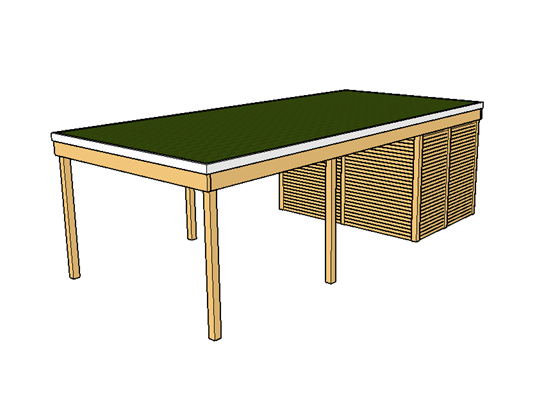 Modernes Gründach-Carport KLARE LINIE mit Abstellraum (Einzelcarport) - FREESE Holz