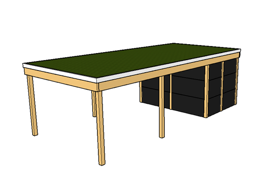 Modernes Gründach-Carport KLARE LINIE mit Abstellraum (Einzelcarport) - FREESE Holz