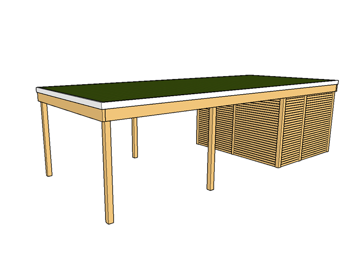 Modernes Gründach-Carport KLARE LINIE mit Abstellraum (Einzelcarport) - FREESE Holz