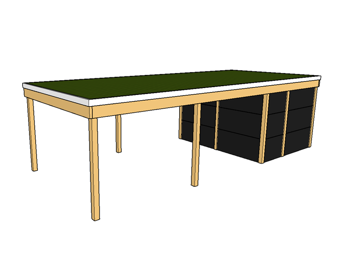 Modernes Gründach-Carport KLARE LINIE mit Abstellraum (Einzelcarport) - FREESE Holz