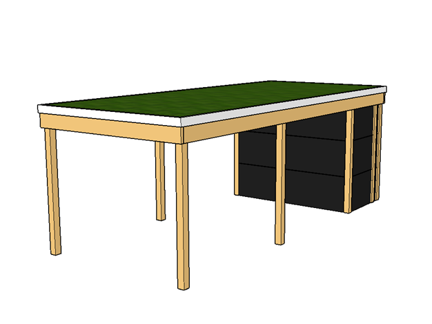 Modernes Gründach-Carport KLARE LINIE mit Abstellraum (Einzelcarport) - FREESE Holz