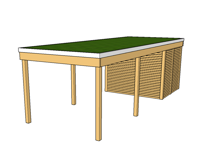 Modernes Gründach-Carport KLARE LINIE mit Abstellraum (Einzelcarport) - FREESE Holz