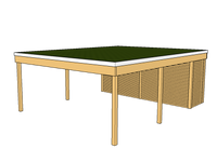 Modernes Gründach-Carport KLARE LINIE mit Abstellraum (Doppelcarport) - FREESE Holz