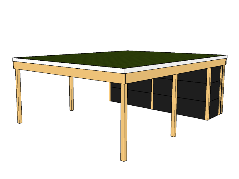Modernes Gründach-Carport KLARE LINIE mit Abstellraum (Doppelcarport) - FREESE Holz