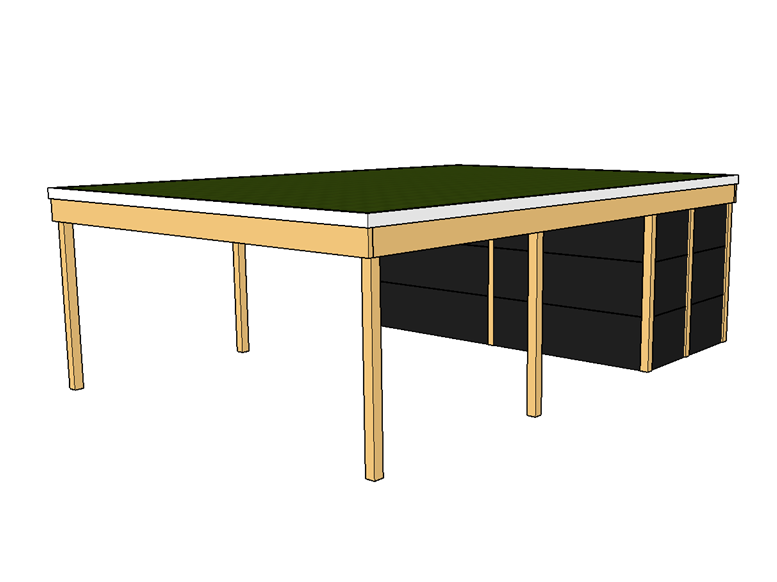 Modernes Gründach-Carport KLARE LINIE mit Abstellraum (Doppelcarport) - FREESE Holz