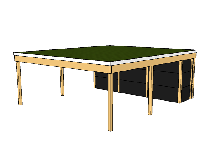 Modernes Gründach-Carport KLARE LINIE mit Abstellraum (Doppelcarport) - FREESE Holz