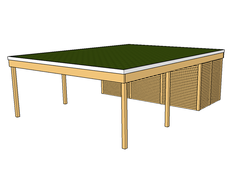 Modernes Gründach-Carport KLARE LINIE mit Abstellraum (Doppelcarport) - FREESE Holz