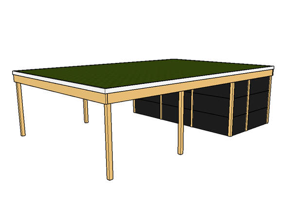 Modernes Gründach-Carport KLARE LINIE mit Abstellraum (Doppelcarport) - FREESE Holz