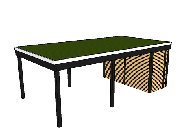Modernes Gründach-Carport KLARE LINIE mit Abstellraum (Einzelcarport) - FREESE Holz