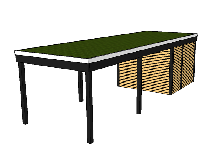 Modernes Gründach-Carport KLARE LINIE mit Abstellraum (Einzelcarport) - FREESE Holz