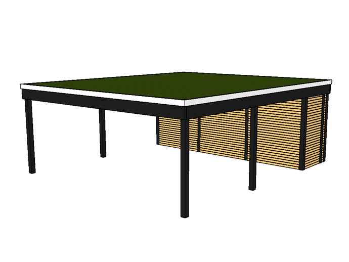 Modernes Gründach-Carport KLARE LINIE mit Abstellraum (Doppelcarport) - FREESE Holz