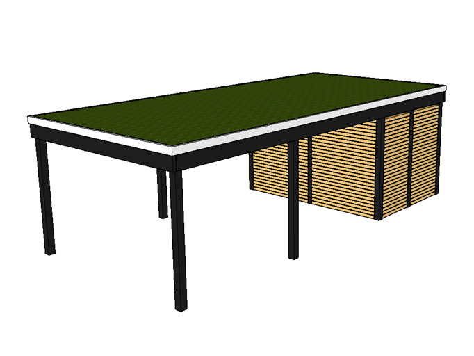 Modernes Gründach-Carport KLARE LINIE mit Abstellraum (Einzelcarport) - FREESE Holz