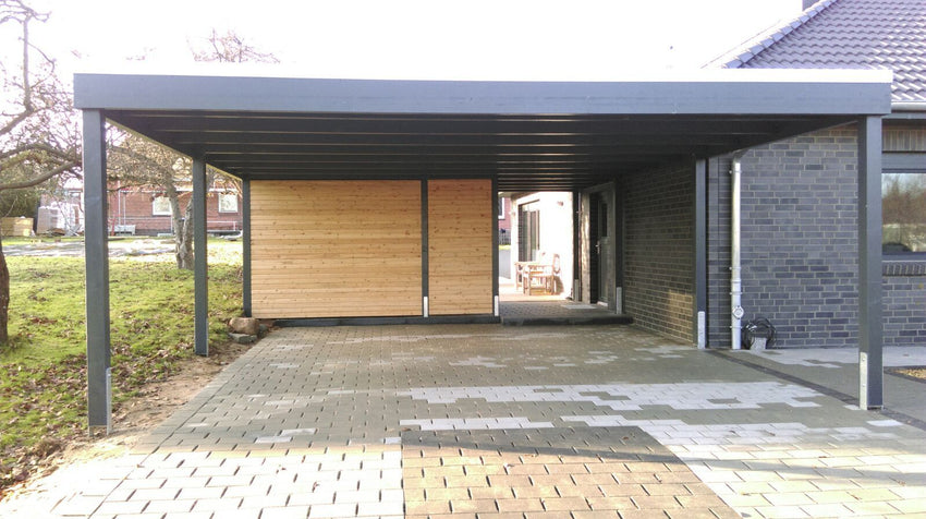 Modernes Doppelcarport KLARE LINIE ohne Abstellraum - FREESE Holz