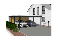 Modernes Gründach-Carport KLARE LINIE mit Abstellraum (Einzelcarport) - FREESE Holz