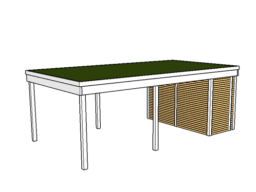 Modernes Gründach-Carport KLARE LINIE mit Abstellraum (Einzelcarport) - FREESE Holz
