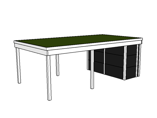 Modernes Gründach-Carport KLARE LINIE mit Abstellraum (Einzelcarport) - FREESE Holz