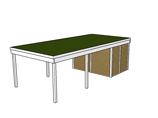 Modernes Gründach-Carport KLARE LINIE mit Abstellraum (Einzelcarport) - FREESE Holz