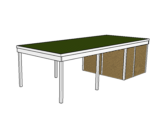 Modernes Gründach-Carport KLARE LINIE mit Abstellraum (Einzelcarport) - FREESE Holz