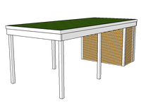 Modernes Gründach-Carport KLARE LINIE mit Abstellraum (Einzelcarport) - FREESE Holz