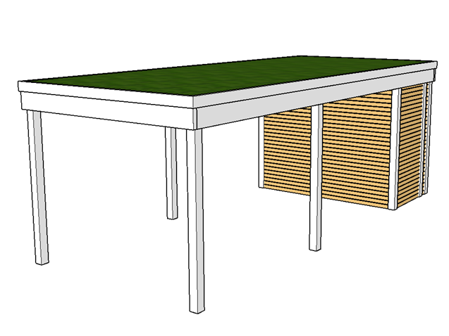 Modernes Gründach-Carport KLARE LINIE mit Abstellraum (Einzelcarport) - FREESE Holz