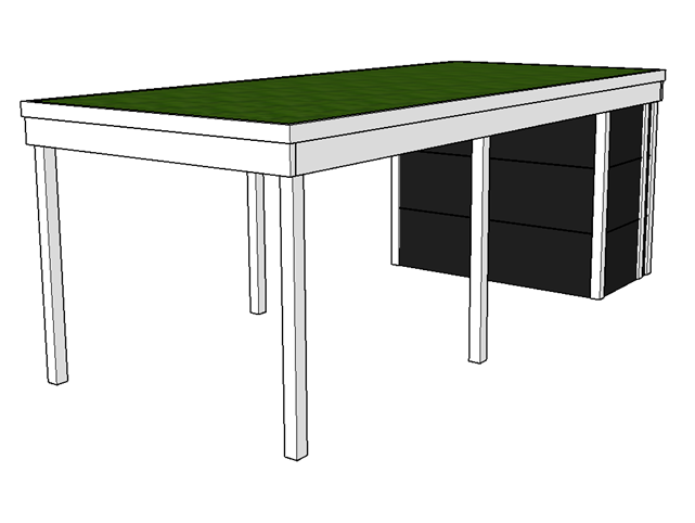 Modernes Gründach-Carport KLARE LINIE mit Abstellraum (Einzelcarport) - FREESE Holz