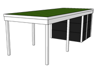 Modernes Gründach-Carport KLARE LINIE mit Abstellraum (Einzelcarport) - FREESE Holz