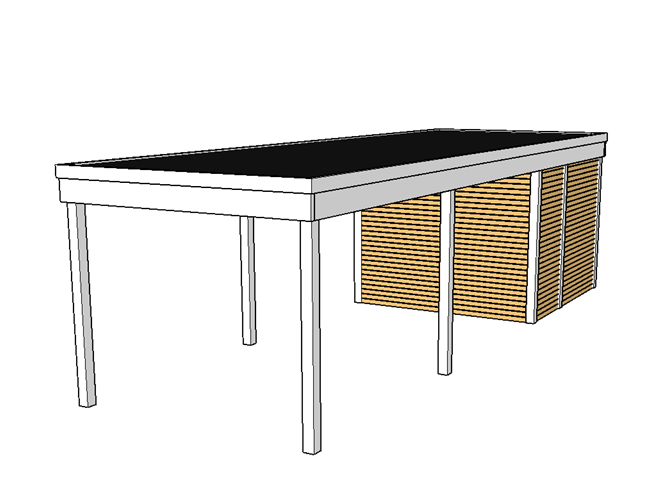 Modernes Einzelcarport KLARE LINIE mit Abstellraum - FREESE Holz