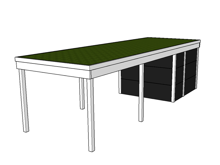Modernes Gründach-Carport KLARE LINIE mit Abstellraum (Einzelcarport) - FREESE Holz