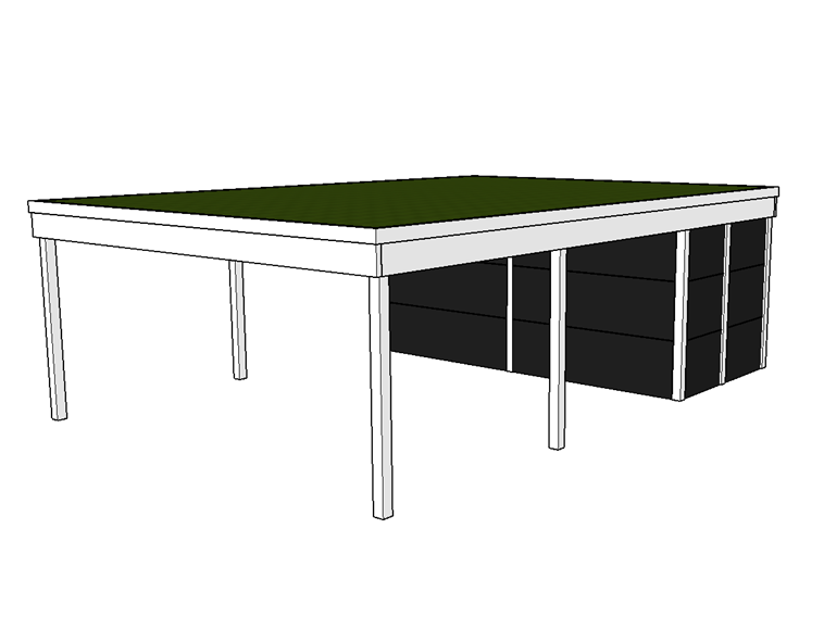 Modernes Gründach-Carport KLARE LINIE mit Abstellraum (Doppelcarport) - FREESE Holz