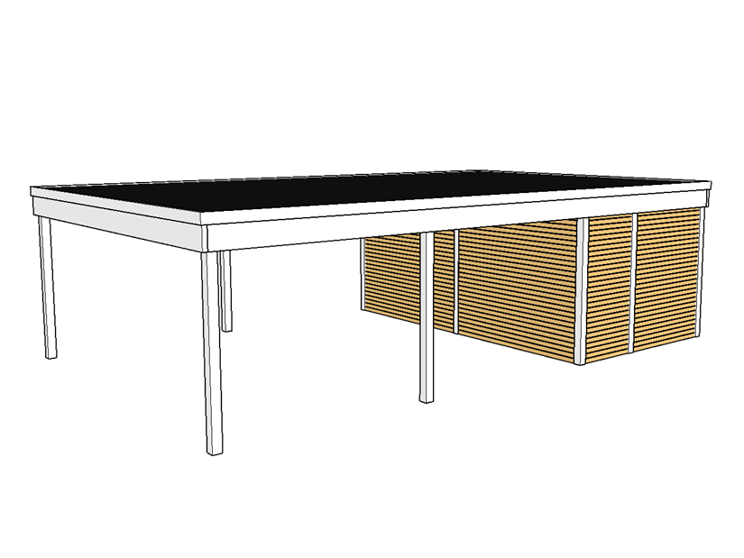 Modernes Doppelcarport KLARE LINIE mit Abstellraum - FREESE Holz