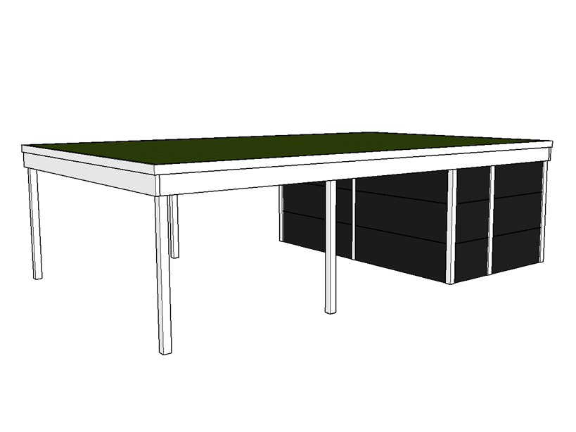 Modernes Gründach-Carport KLARE LINIE mit Abstellraum (Doppelcarport) - FREESE Holz