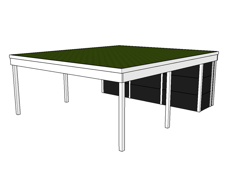 Modernes Gründach-Carport KLARE LINIE mit Abstellraum (Doppelcarport) - FREESE Holz