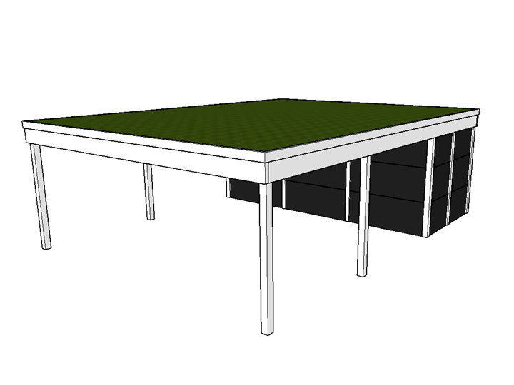 Modernes Gründach-Carport KLARE LINIE mit Abstellraum (Doppelcarport) - FREESE Holz