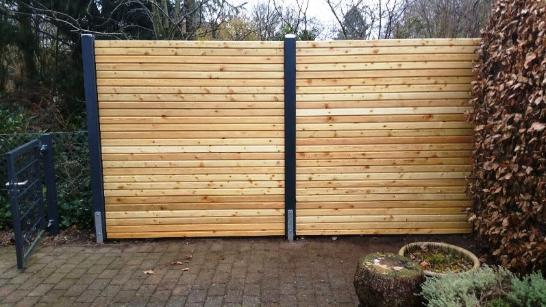 Rhombuszäune aus sibirischer Lärche, blickdicht, maßgefertigt - FREESE Holz