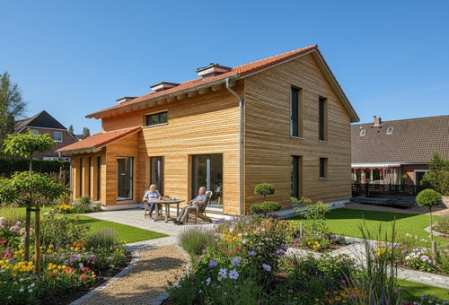 Modernes Einfamilienhaus mit waagerechter Holzfassade in Eichenlasur