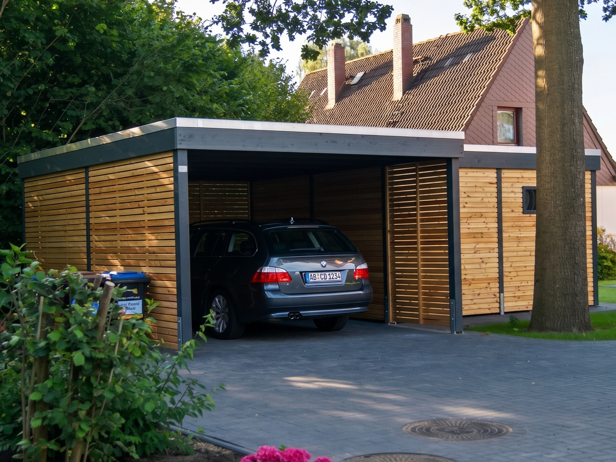 Doppelcarport KLARE LINIE mit Abstellraum