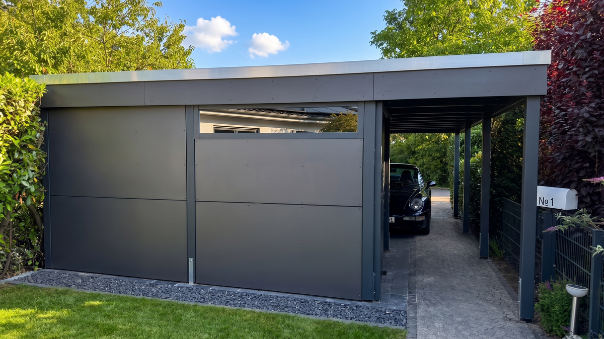 Abstellraum KLARE LINIE mit HPL-Schichtstoffplatten in Anthrazit