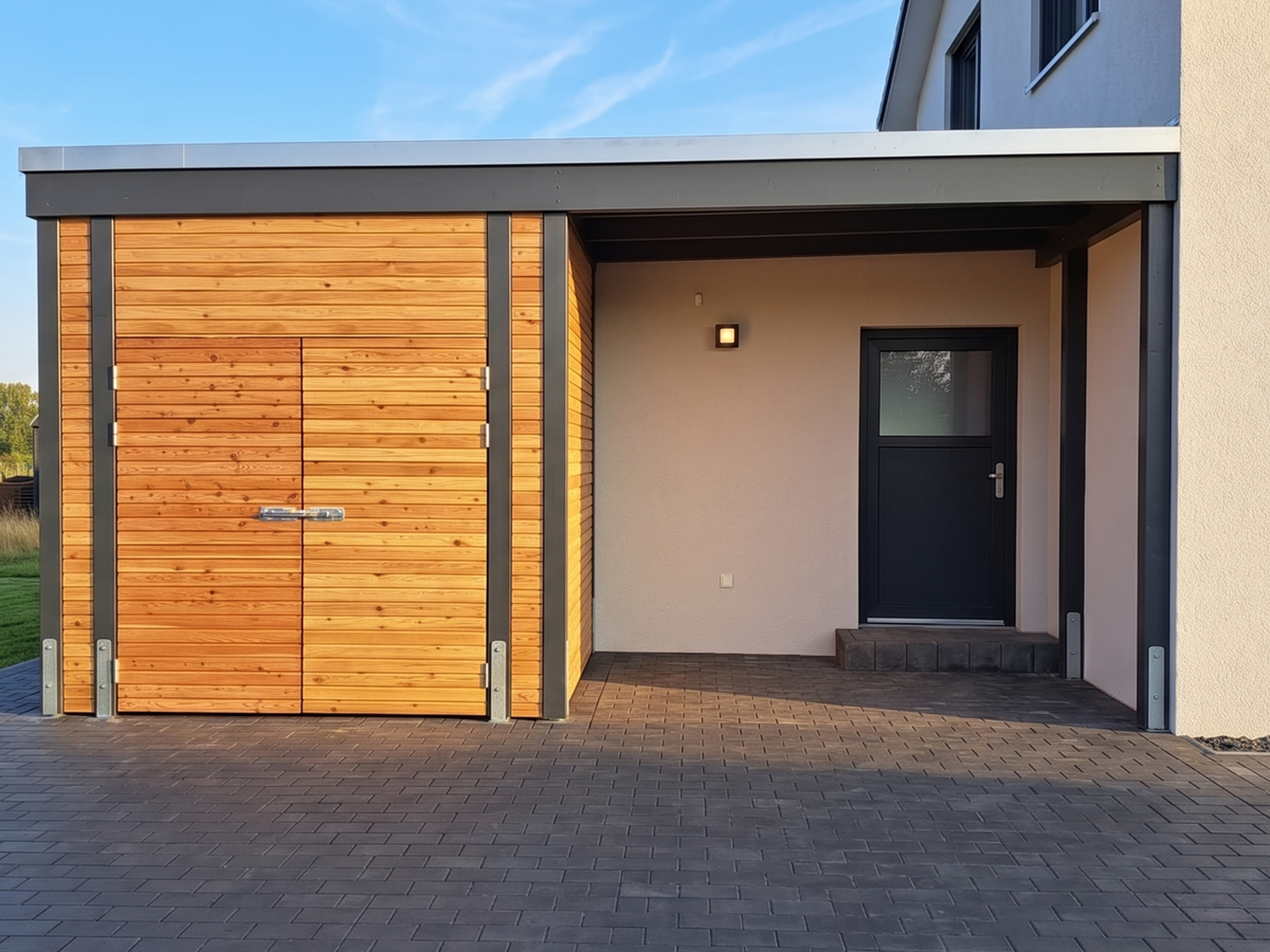 Carport Klare Linie mit Doppeltor und Sonderhöhe