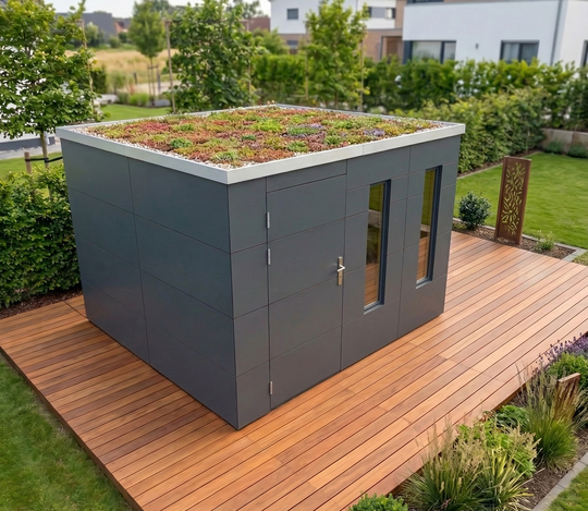 Gartenhaus KUBUS – modernes Gartenhaus mit HPL-Fassade
