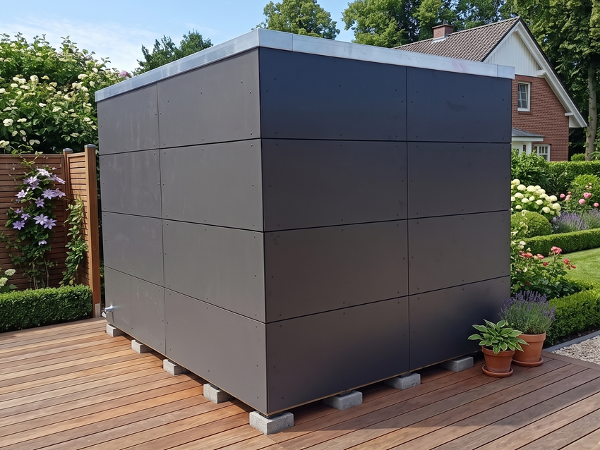 Gartenhaus KUBUS – modernes Gartenhaus mit HPL-Fassade