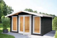 Holz-Gartenhaus Rona 3838 anthrazit. Modern mit großen Fenstern von WOLFF FINNHAUS - FREESE Holz 