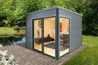 Holz-Gartenhaus Starla 3232 hellgrau farbbehandelt von WOLFF FINNHAUS - FREESE Holz 