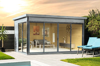 Holz-Gartenhaus Starla 4234 hellgrau farbbehandelt von WOLFF FINNHAUS - FREESE Holz 