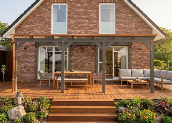 Freistehendes Terrassendach aus Holz mit Glas – individuell gefertigt