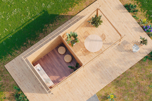 Innenansicht Holz-Gartenhaus Ole von WOLFF FINNHAUS - FREESE Holz 