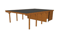 Doppelcarport CLASSIC Holzblende mit Abstellraum (Verkleidung: Klassisches Duoprofil) - FREESE Holz 